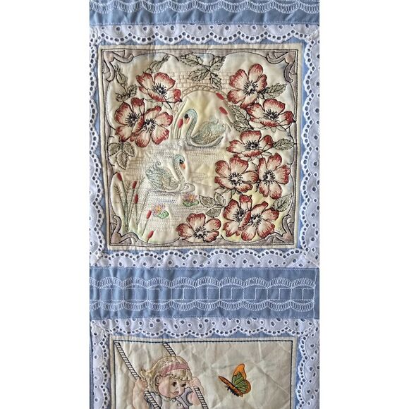 Sweet Handmade One of a Kind 38" Square Quilt ~ Detailed Embroidered Panels - Picture 9 of 16